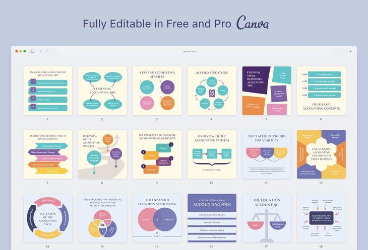 Ladystrategist 20 Accounting Tips and Infographics - Instagram Engagement Posts - Fully Editable Canva Templates instagram canva templates social media templates etsy free canva templates