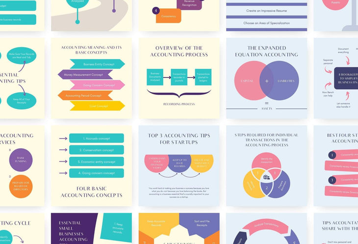 Ladystrategist 20 Accounting Tips and Infographics - Instagram Engagement Posts - Fully Editable Canva Templates instagram canva templates social media templates etsy free canva templates