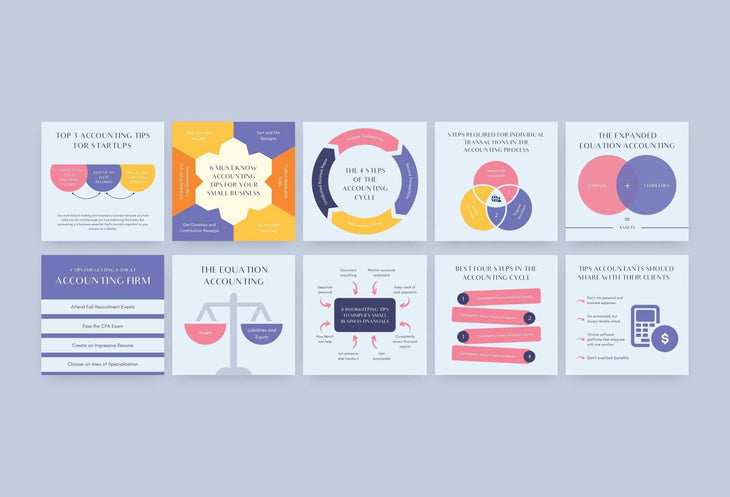 Ladystrategist 20 Accounting Tips and Infographics - Instagram Engagement Posts - Fully Editable Canva Templates instagram canva templates social media templates etsy free canva templates