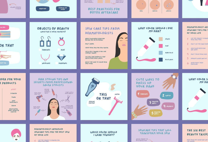 Ladystrategist 20 Beauty Lists Instagram Posts - Fully Editable Canva Templates instagram canva templates social media templates etsy free canva templates