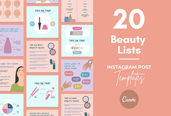 Ladystrategist 20 Beauty Lists Instagram Posts - Fully Editable Canva Templates instagram canva templates social media templates etsy free canva templates
