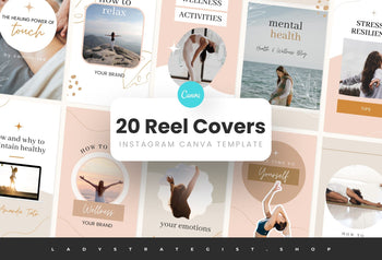 Ladystrategist 20 Bohemian Instagram Reel Covers Wellness Canva Templates instagram canva templates social media templates etsy free canva templates