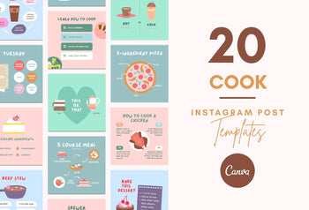 Ladystrategist 20 Cook Infographics Instagram Posts Fully Editable Canva Templates instagram canva templates social media templates etsy free canva templates