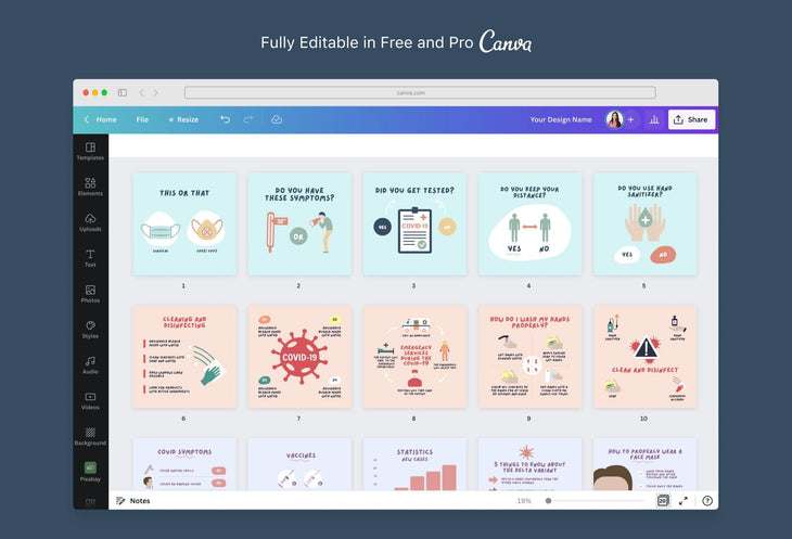 Ladystrategist 20 Covid-19 Infographics Instagram Posts Fully Editable Canva Templates instagram canva templates social media templates etsy free canva templates