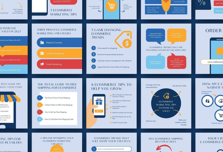 Ladystrategist 20 Ecommerce Tips and Infographics - Instagram Engagement Posts - Fully Editable Canva Templates instagram canva templates social media templates etsy free canva templates