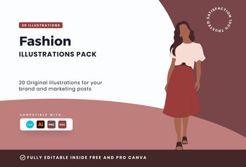 Ladystrategist 20 Fashion Illustrations Pack 02 - Fully Editable in Canva instagram canva templates social media templates etsy free canva templates