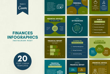 Ladystrategist 20 Finances Infographics Instagram Posts Fully Editable Canva Templates instagram canva templates social media templates etsy free canva templates