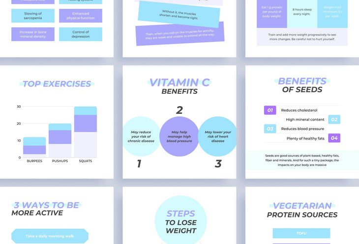 Ladystrategist 20 Fitness Infographics Instagram Posts Fully Editable Canva Templates instagram canva templates social media templates etsy free canva templates
