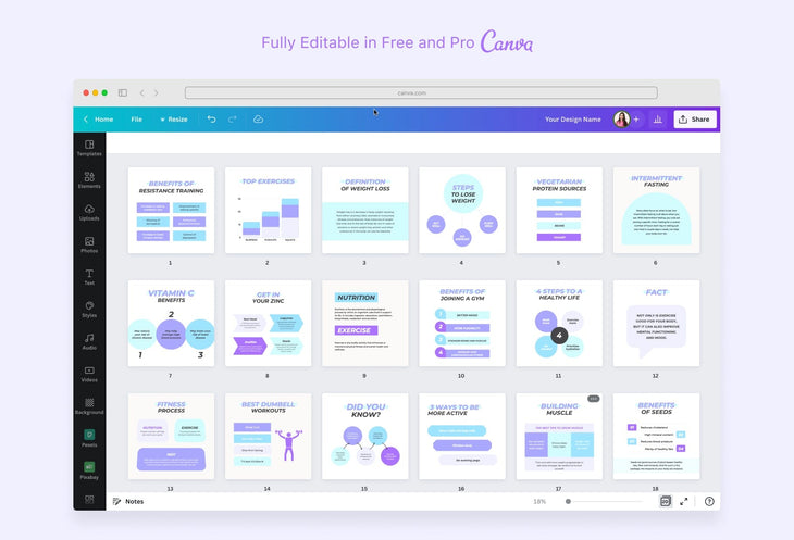 Ladystrategist 20 Fitness Infographics Instagram Posts Fully Editable Canva Templates instagram canva templates social media templates etsy free canva templates