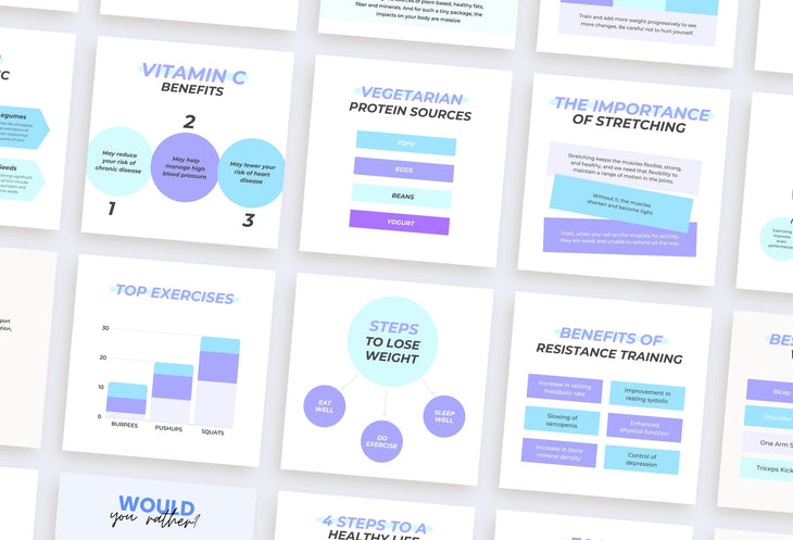 Ladystrategist 20 Fitness Infographics Instagram Posts Fully Editable Canva Templates instagram canva templates social media templates etsy free canva templates