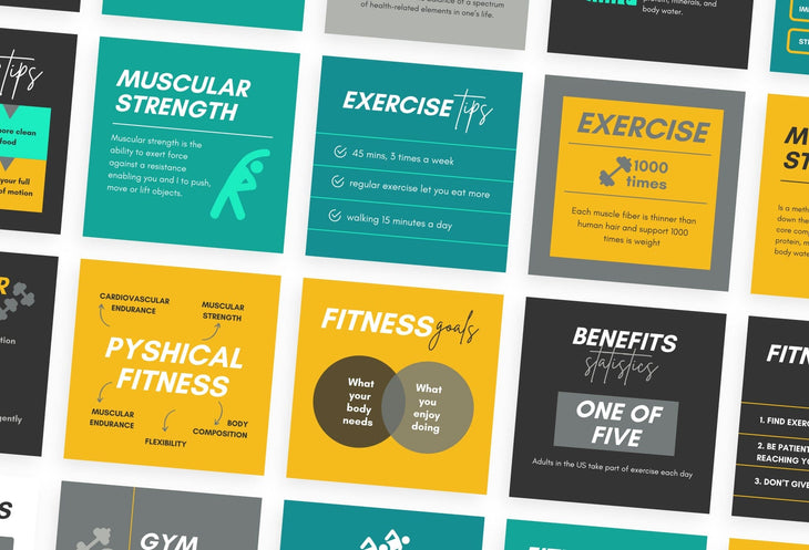 Ladystrategist 20 Fitness Infographics Instagram Posts Fully Editable Canva Templates V2 instagram canva templates social media templates etsy free canva templates