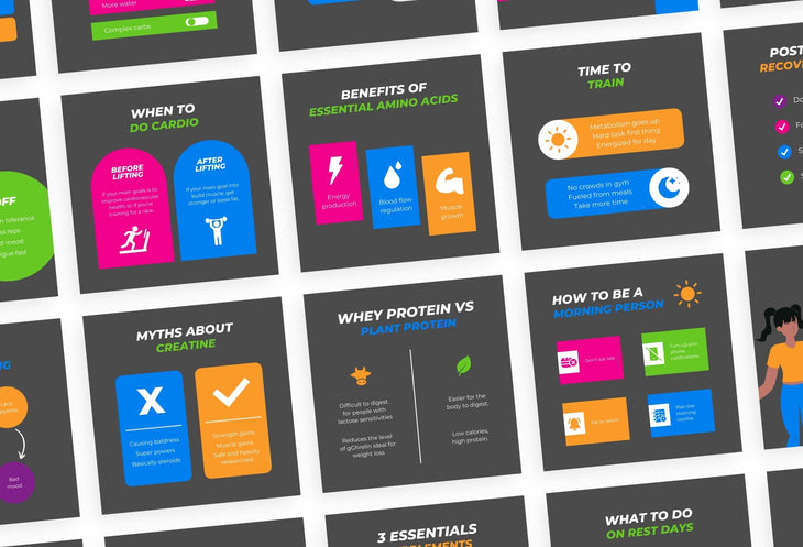 Ladystrategist 20 Fitness Infographics Instagram Posts Fully Editable Canva Templates V3 instagram canva templates social media templates etsy free canva templates