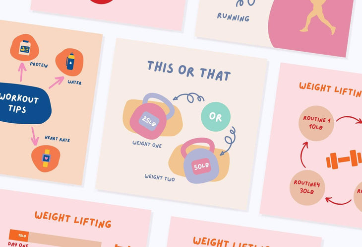 Ladystrategist 20 Fitness Lists Instagram Posts - Fully Editable Canva Templates instagram canva templates social media templates etsy free canva templates