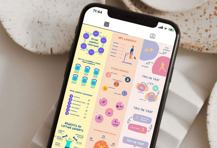 Ladystrategist 20 Fitness Lists Instagram Posts - Fully Editable Canva Templates instagram canva templates social media templates etsy free canva templates