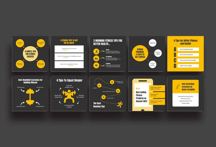 Ladystrategist 20 Fitness Tips and Infographics - Instagram Engagement Posts - Fully Editable Canva Templates instagram canva templates social media templates etsy free canva templates