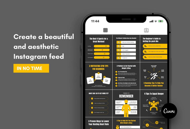 Ladystrategist 20 Fitness Tips and Infographics - Instagram Engagement Posts - Fully Editable Canva Templates instagram canva templates social media templates etsy free canva templates