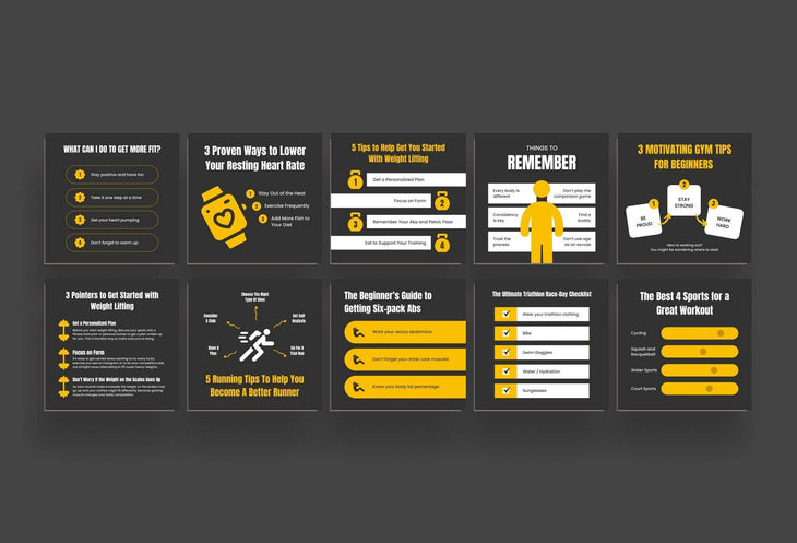 Ladystrategist 20 Fitness Tips and Infographics - Instagram Engagement Posts - Fully Editable Canva Templates instagram canva templates social media templates etsy free canva templates