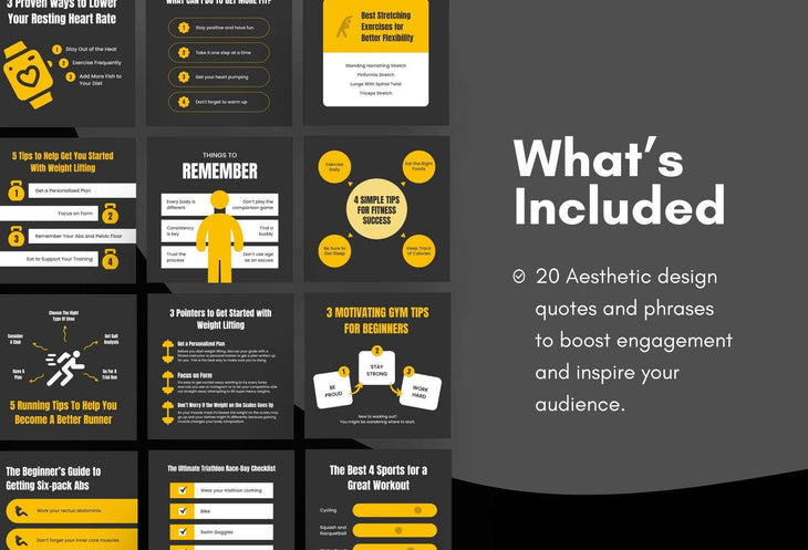 Ladystrategist 20 Fitness Tips and Infographics - Instagram Engagement Posts - Fully Editable Canva Templates instagram canva templates social media templates etsy free canva templates