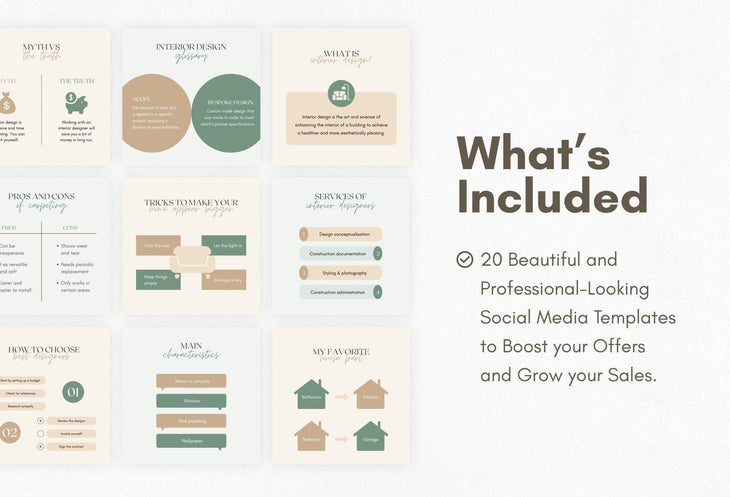 Ladystrategist 20 Interior Design Infographics Instagram Engagement Posts Fully Editable Canva Templates instagram canva templates social media templates etsy free canva templates