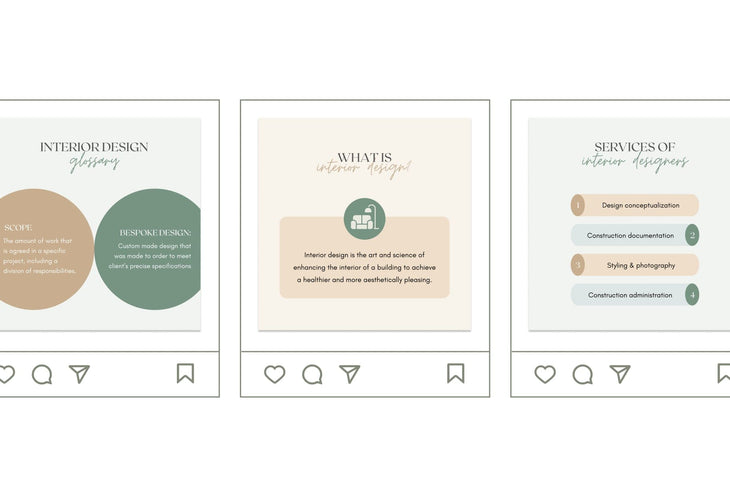 Ladystrategist 20 Interior Design Infographics Instagram Engagement Posts Fully Editable Canva Templates instagram canva templates social media templates etsy free canva templates