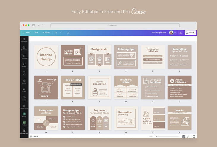 Ladystrategist 20 Interior Design Infographics Instagram Engagement Posts Fully Editable Canva Templates V2 instagram canva templates social media templates etsy free canva templates