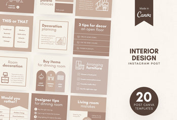 Ladystrategist 20 Interior Design Infographics Instagram Engagement Posts Fully Editable Canva Templates V2 instagram canva templates social media templates etsy free canva templates