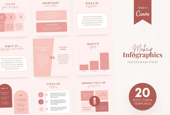 Ladystrategist 20 Makeup Infographics Instagram Posts Fully Editable Canva Templates instagram canva templates social media templates etsy free canva templates