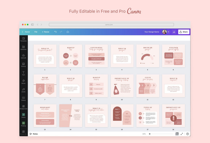Ladystrategist 20 Makeup Infographics Instagram Posts Fully Editable Canva Templates instagram canva templates social media templates etsy free canva templates