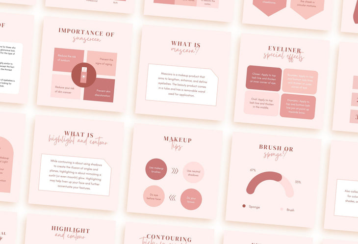 Ladystrategist 20 Makeup Infographics Instagram Posts Fully Editable Canva Templates instagram canva templates social media templates etsy free canva templates