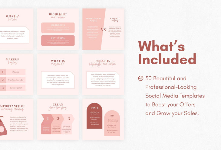 Ladystrategist 20 Makeup Infographics Instagram Posts Fully Editable Canva Templates instagram canva templates social media templates etsy free canva templates