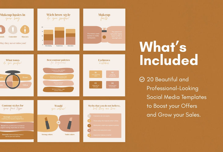 Ladystrategist 20 Makeup Infographics Instagram Posts Fully Editable Canva Templates V2 instagram canva templates social media templates etsy free canva templates