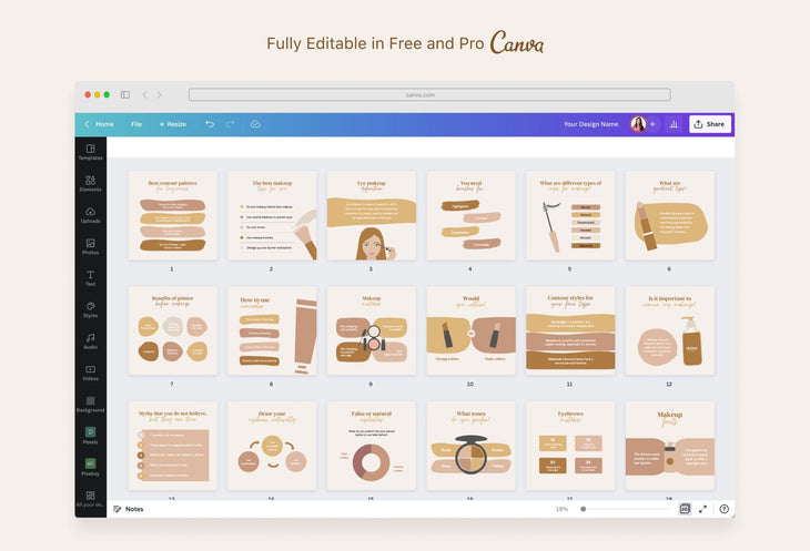 Ladystrategist 20 Makeup Infographics Instagram Posts Fully Editable Canva Templates V2 instagram canva templates social media templates etsy free canva templates
