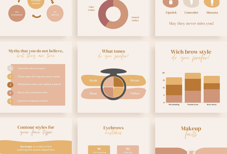 Ladystrategist 20 Makeup Infographics Instagram Posts Fully Editable Canva Templates V2 instagram canva templates social media templates etsy free canva templates