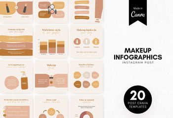 Ladystrategist 20 Makeup Infographics Instagram Posts Fully Editable Canva Templates V2 instagram canva templates social media templates etsy free canva templates