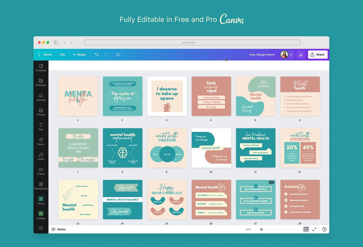 Ladystrategist 20 Mental Health Infographics Instagram Posts Fully Editable Canva Templates instagram canva templates social media templates etsy free canva templates