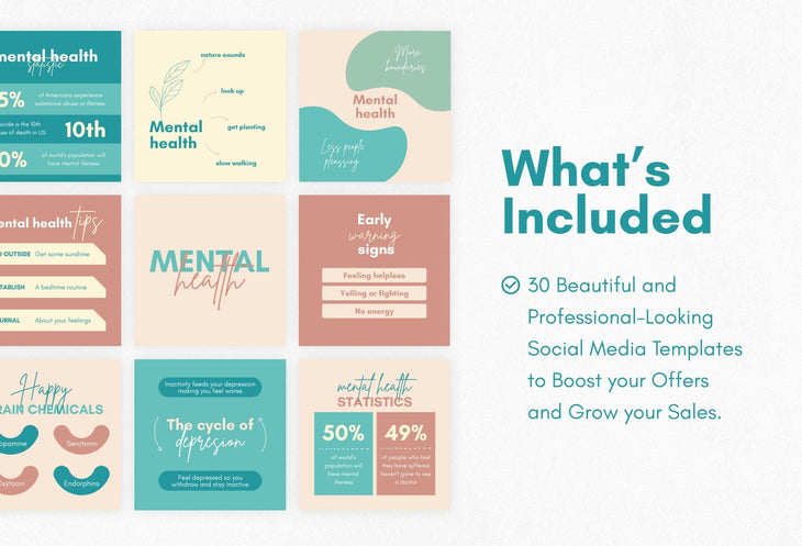 Ladystrategist 20 Mental Health Infographics Instagram Posts Fully Editable Canva Templates instagram canva templates social media templates etsy free canva templates