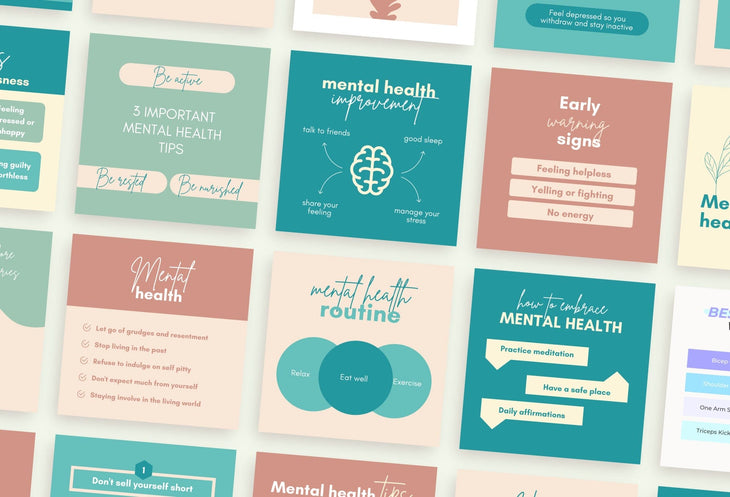 Ladystrategist 20 Mental Health Infographics Instagram Posts Fully Editable Canva Templates instagram canva templates social media templates etsy free canva templates