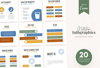Ladystrategist 20 Nutrition Infographics Instagram Posts Fully Editable Canva Templates instagram canva templates social media templates etsy free canva templates