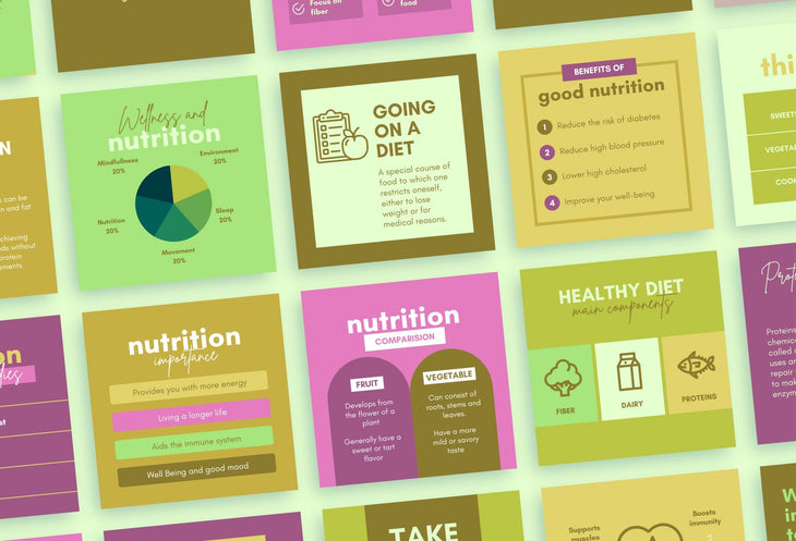 Ladystrategist 20 Nutrition Infographics Instagram Posts Fully Editable Canva Templates V2 instagram canva templates social media templates etsy free canva templates
