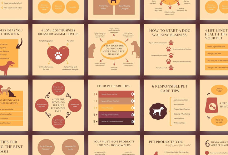 Ladystrategist 20 Pets Business Tips and Infographics - Instagram Engagement Posts - Fully Editable Canva Templates instagram canva templates social media templates etsy free canva templates