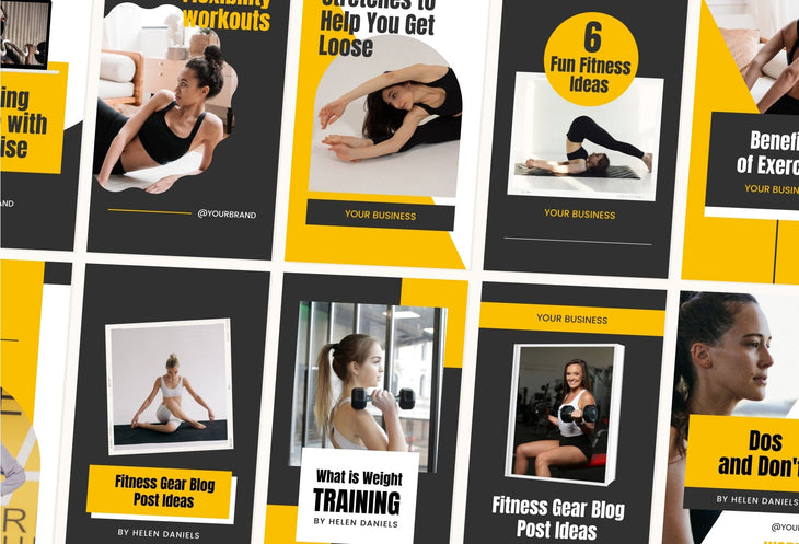 Ladystrategist 20 Power Yellow Instagram Reel Covers Gym Canva Templates instagram canva templates social media templates etsy free canva templates