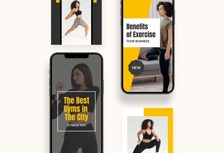 Ladystrategist 20 Power Yellow Instagram Reel Covers Gym Canva Templates instagram canva templates social media templates etsy free canva templates