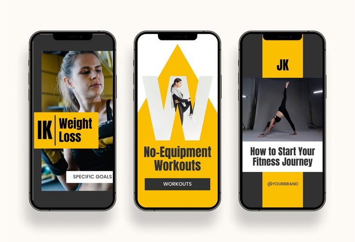 Ladystrategist 20 Power Yellow Instagram Reel Covers Gym Canva Templates instagram canva templates social media templates etsy free canva templates