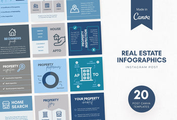 Ladystrategist 20 Real Estate Infographics Instagram Posts Fully Editable Canva Templates V2 instagram canva templates social media templates etsy free canva templates