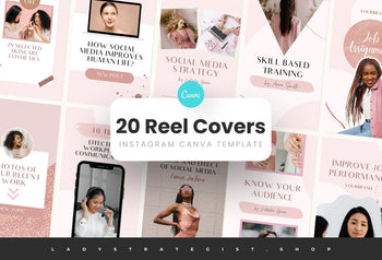 Ladystrategist 20 Rose Gold Instagram Reel Covers Canva Templates instagram canva templates social media templates etsy free canva templates