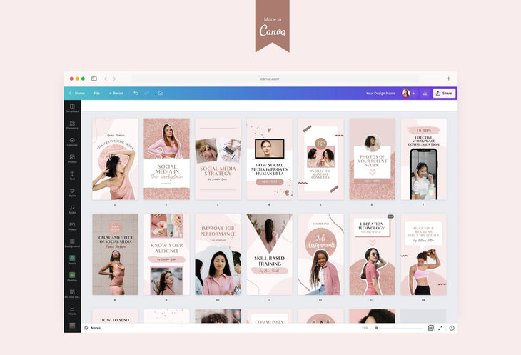 Ladystrategist 20 Rose Gold Instagram Reel Covers Canva Templates instagram canva templates social media templates etsy free canva templates