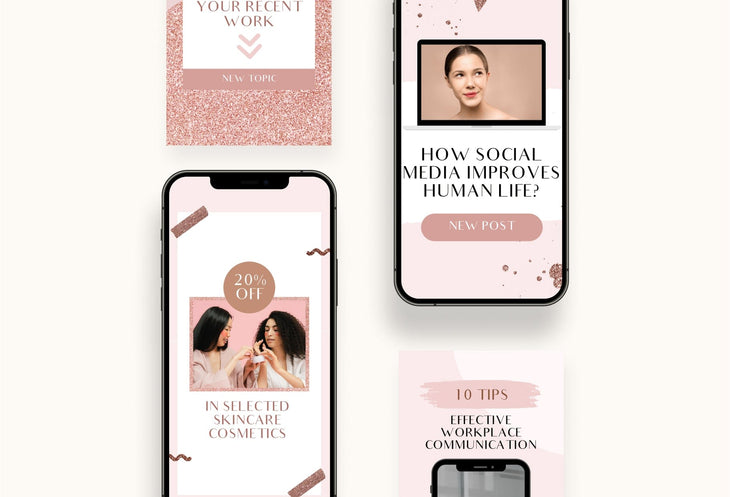 Ladystrategist 20 Rose Gold Instagram Reel Covers Canva Templates instagram canva templates social media templates etsy free canva templates