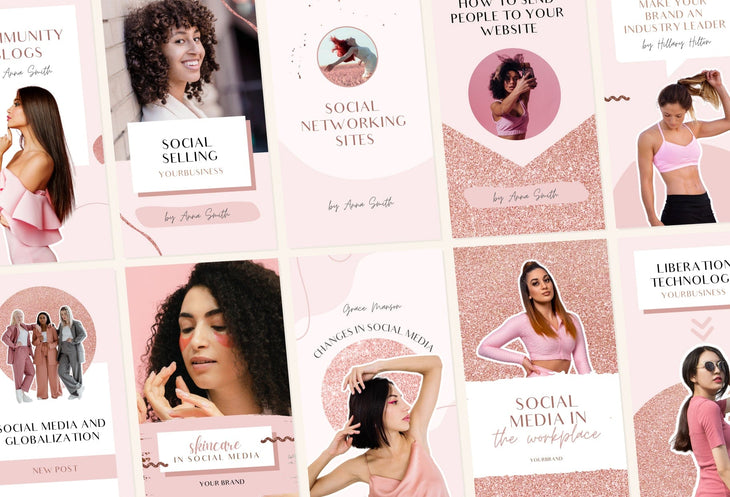 Ladystrategist 20 Rose Gold Instagram Reel Covers Canva Templates instagram canva templates social media templates etsy free canva templates
