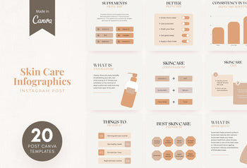 Ladystrategist 20 Skin Care Infographics Instagram Posts Fully Editable Canva Templates instagram canva templates social media templates etsy free canva templates