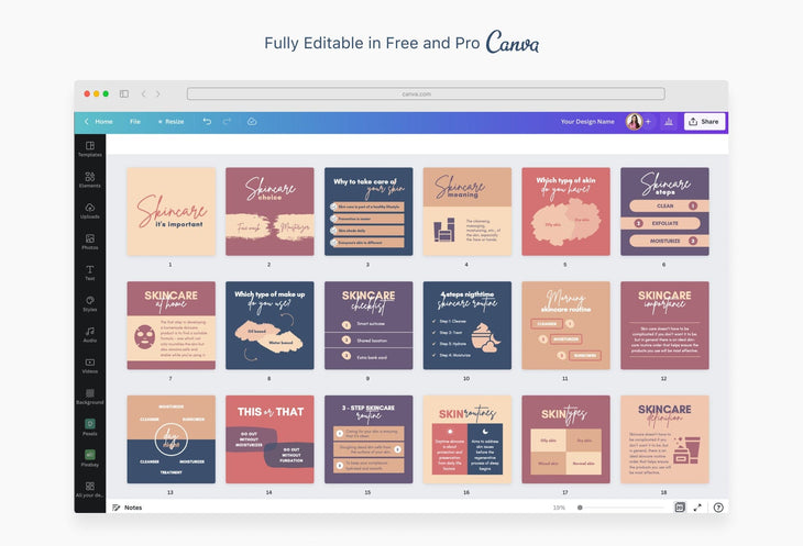 Ladystrategist 20 Skin Care Infographics Instagram Posts Fully Editable Canva Templates V2 instagram canva templates social media templates etsy free canva templates